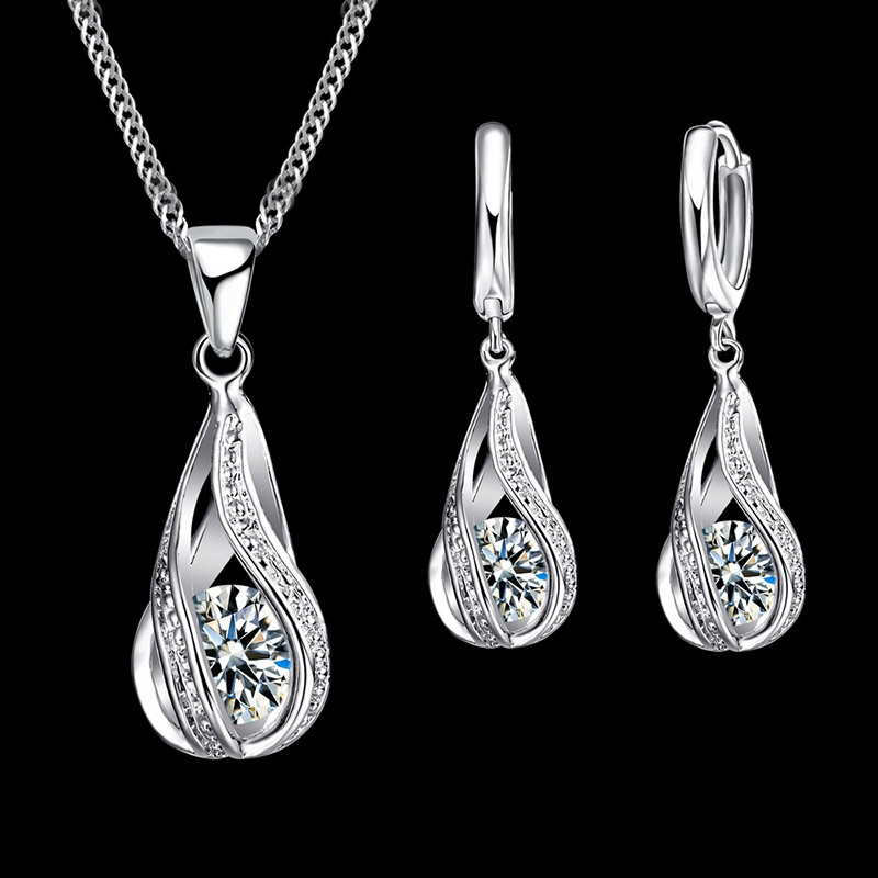 Water Drop Necklace & Earrings Set